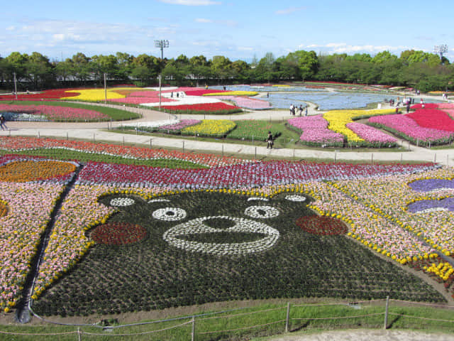 日本三重縣 名花之里 (なばなの里) 鬱金香花田花廣場展望台眺望