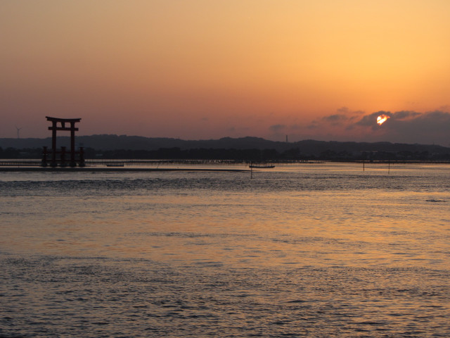 濱松濱名湖 弁天島海濱公園大鳥居 日落景色