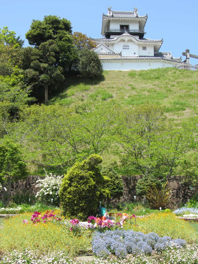 掛川城本丸廣場 掛川城公園．花廣場 眺望天守閣