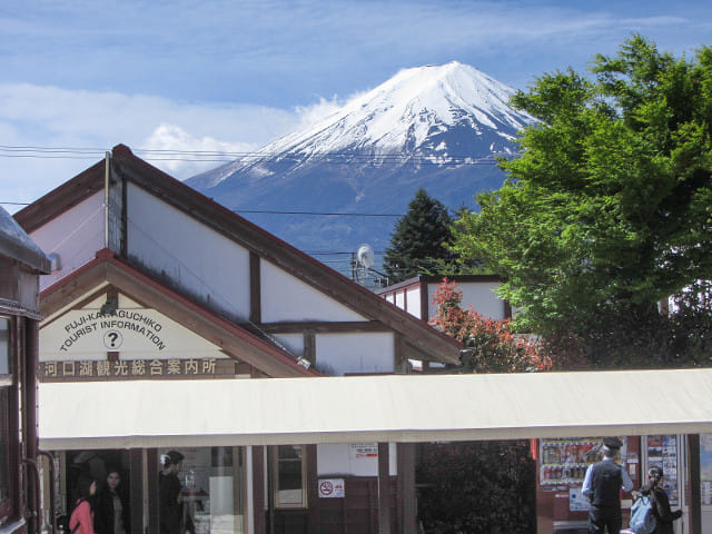 山梨縣富士河口湖町 河口湖駅 富士山景色