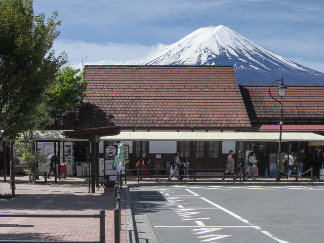 山梨縣富士河口湖町 河口湖駅 富士山景色