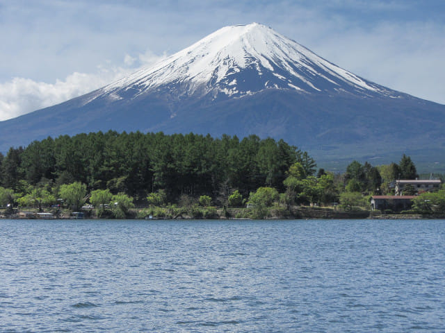 河口湖遊覽船上欣賞河口湖、富士山