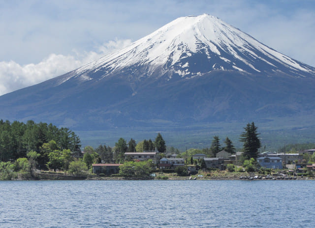 河口湖遊覽船上欣賞河口湖、富士山