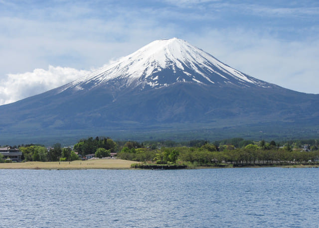 河口湖遊覽船上欣賞河口湖、富士山