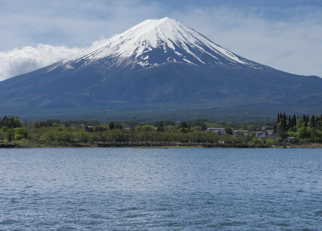 河口湖遊覽船上欣賞河口湖、富士山