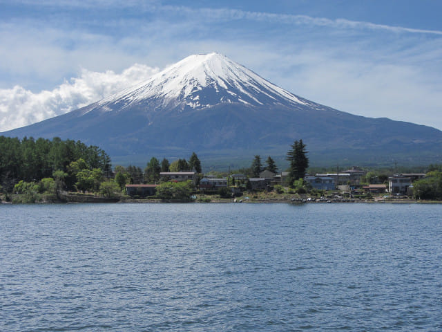 河口湖遊覽船上欣賞河口湖、富士山