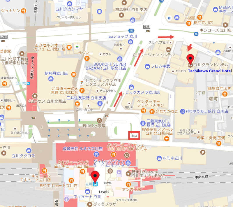 東京都．立川市 立川格蘭德酒店地圖