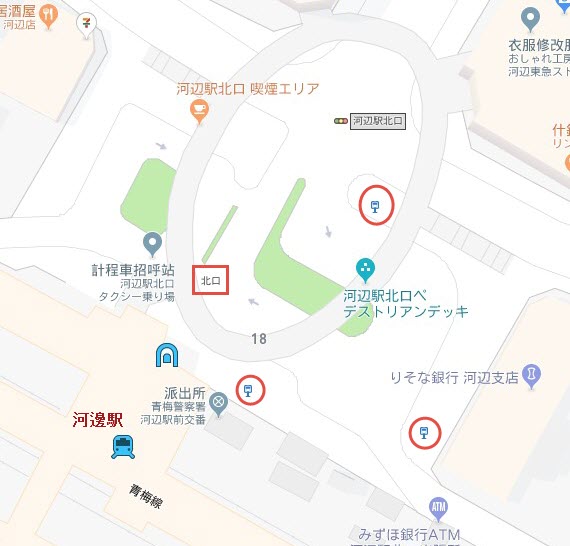 河邊駅 北口巴士站地圖